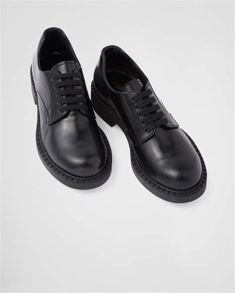 prada derby uomo|Black Brushed Leather Derby Shoes With Buckle .